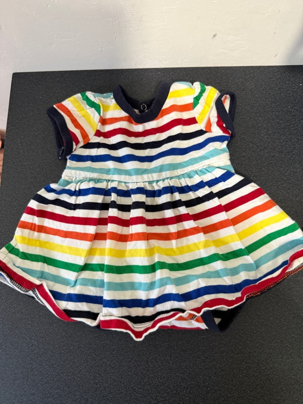 Primary Rainbow Striped Casual Dress - Red, Orange, Yellow, Green, Blue, Navy